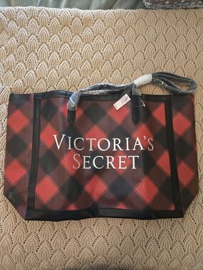 Victoria's Secret Red and Black Plaid Tote